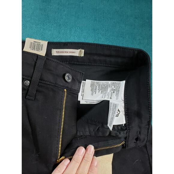 Levis 721 Jeans Size 4 Womens Black Pants Stretch Denim High Rise Skinny NWT - Picture 9 of 16